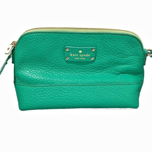 Kate Spade New York Hannah Crossbody Shoulder Bag Medium Green Leather Purse - Picture 4 of 15